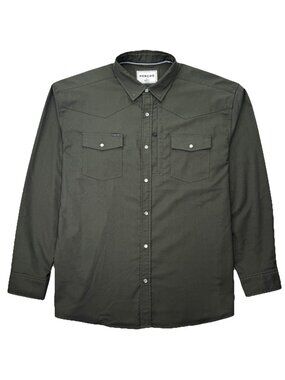 Poncho Outdoors The Brazos Western Pearl Snap Shirt Men’s XL Dark Sage Green